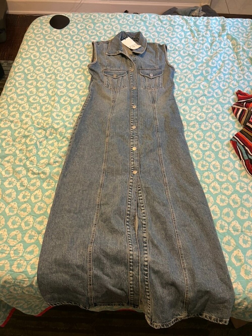 Zara denim button (snap) down maxi dress NWT size M